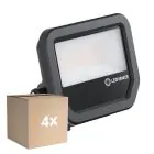 Multipack 4x Ledvance LED Floodlight Aluminium Black 17W 2400lm 100D - 840 Cool White | IP66 - Symmetrical